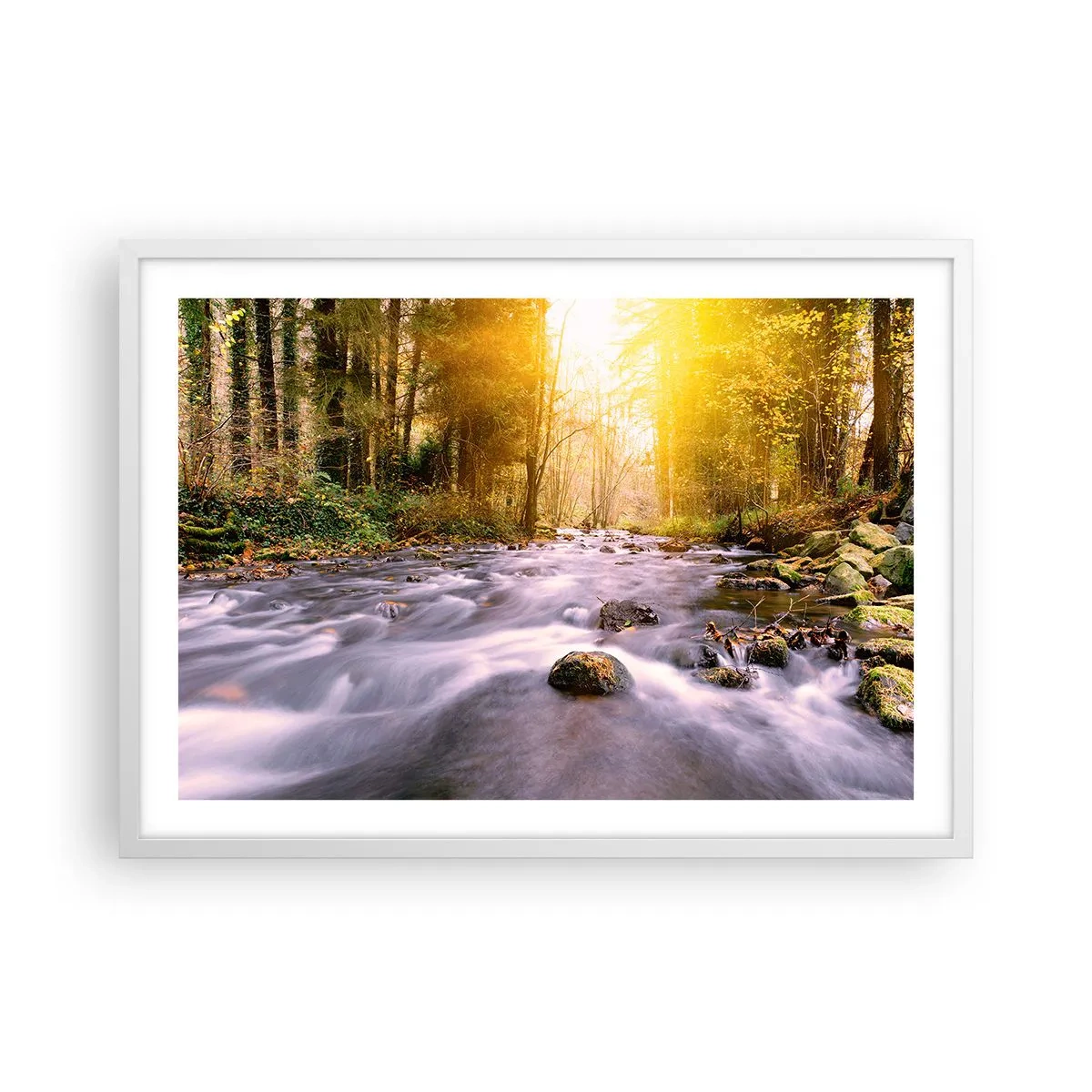 Poster în ramă albă - Malachit în rame de argint și aur - 70x50 cm