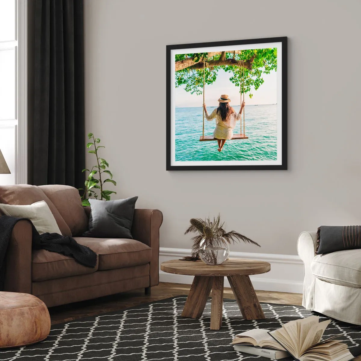 Poster în ramă neagră - Viața este frumoasă - 50x50 cm