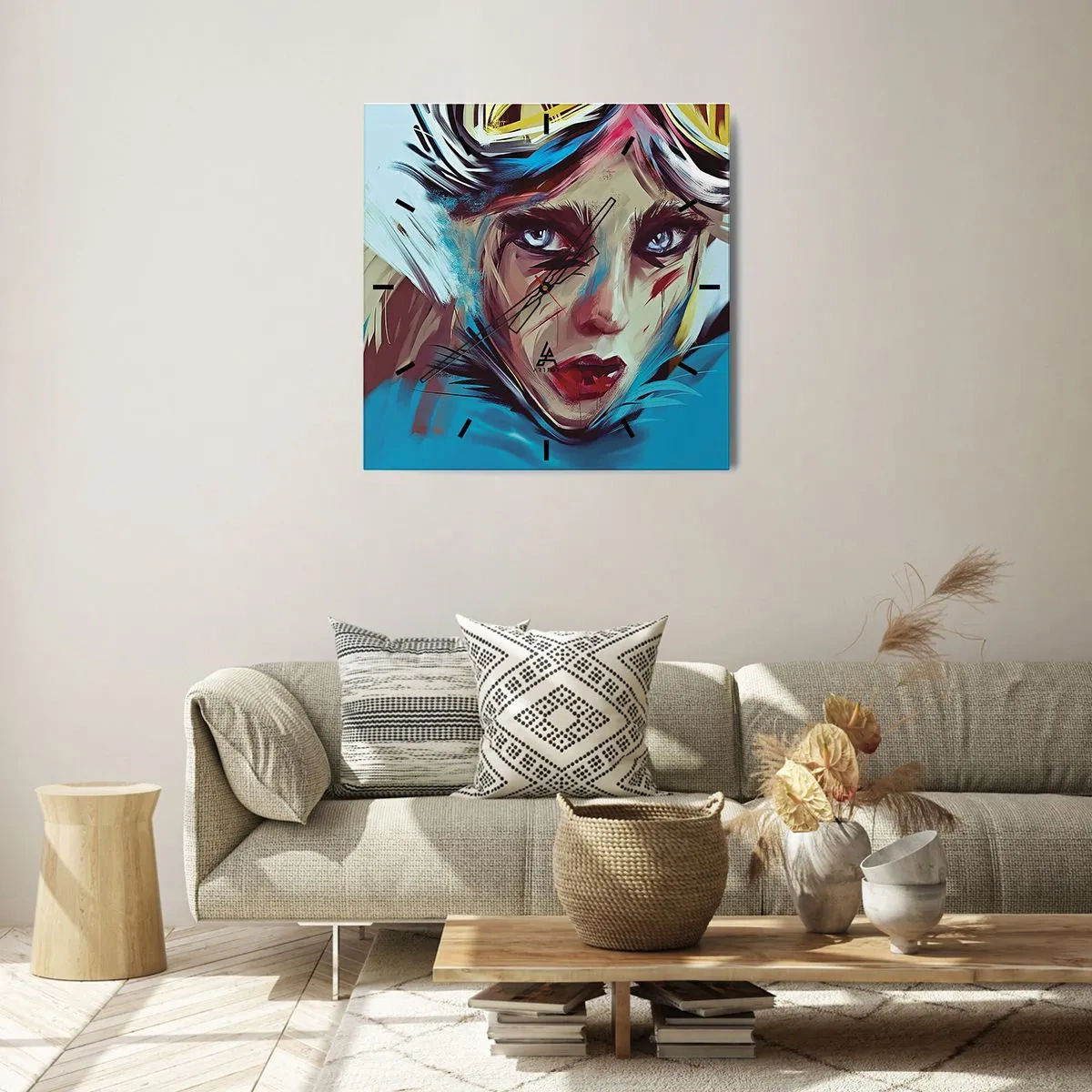 Ceas de perete - Ceas pe sticlă - Războinica de drum - 30x30 cm