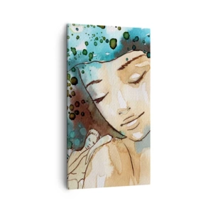 Tablou pe pânză - Lady în albastru - 45x80 cm