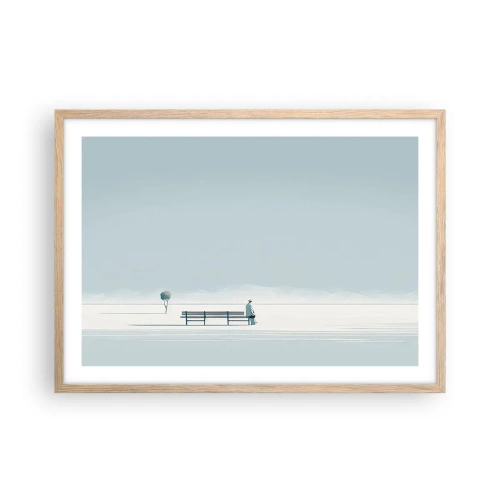 Poster în ramă de stejar deschis - Da, aștept. - 70x50 cm