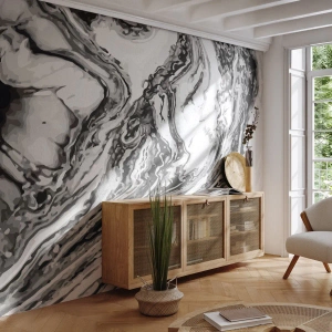 Tapet Standard Eco - Model abstract în nuanțe de alb și negru - 100x70cm - La început a fost haos - Decorațiune modernă pentru perete pentru living și dormitor ARTTOR
