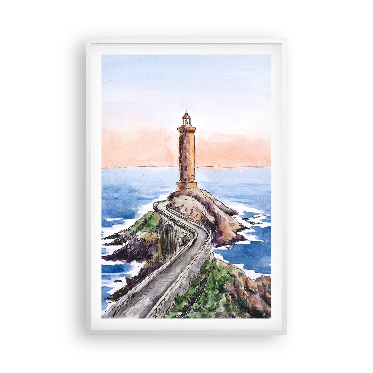 Poster în ramă albă - Cu fața la mare - 61x91 cm