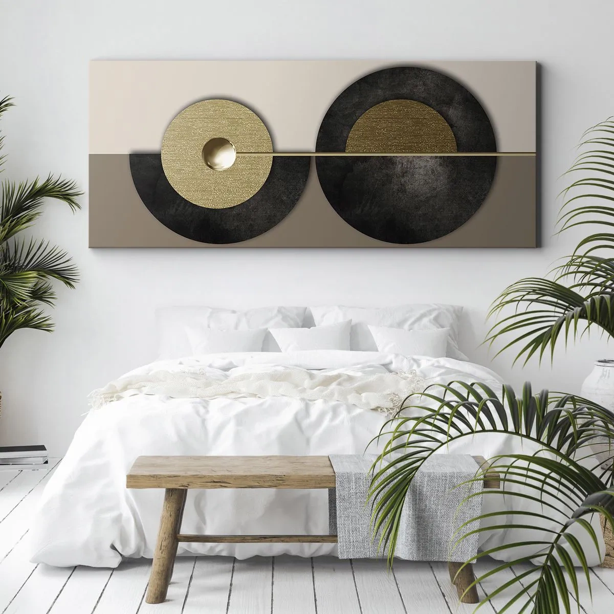 Tablou pe pânză - Variații în jurul unui cerc - 90x30 cm