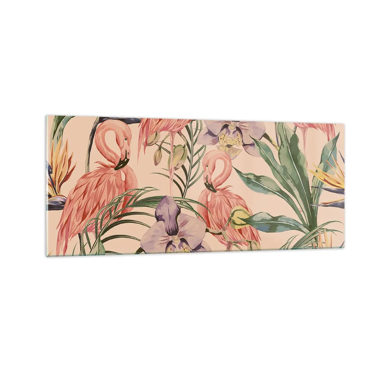Tablou pe sticlă - Balet floral roz - 100x40 cm