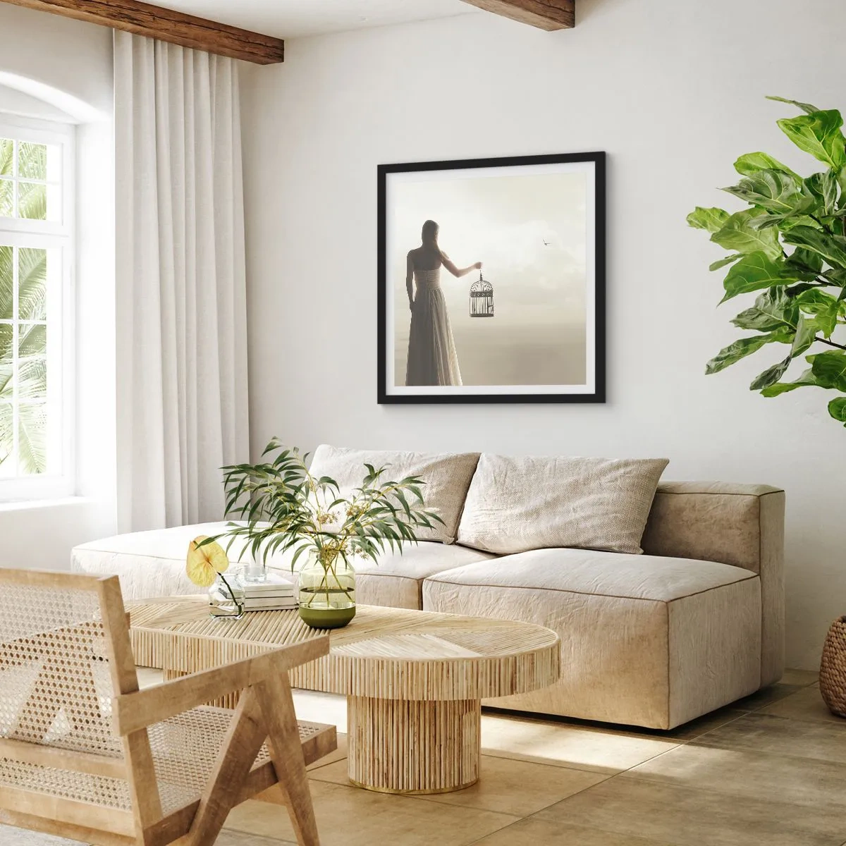 Poster în ramă neagră - Fii liberă - 40x40 cm