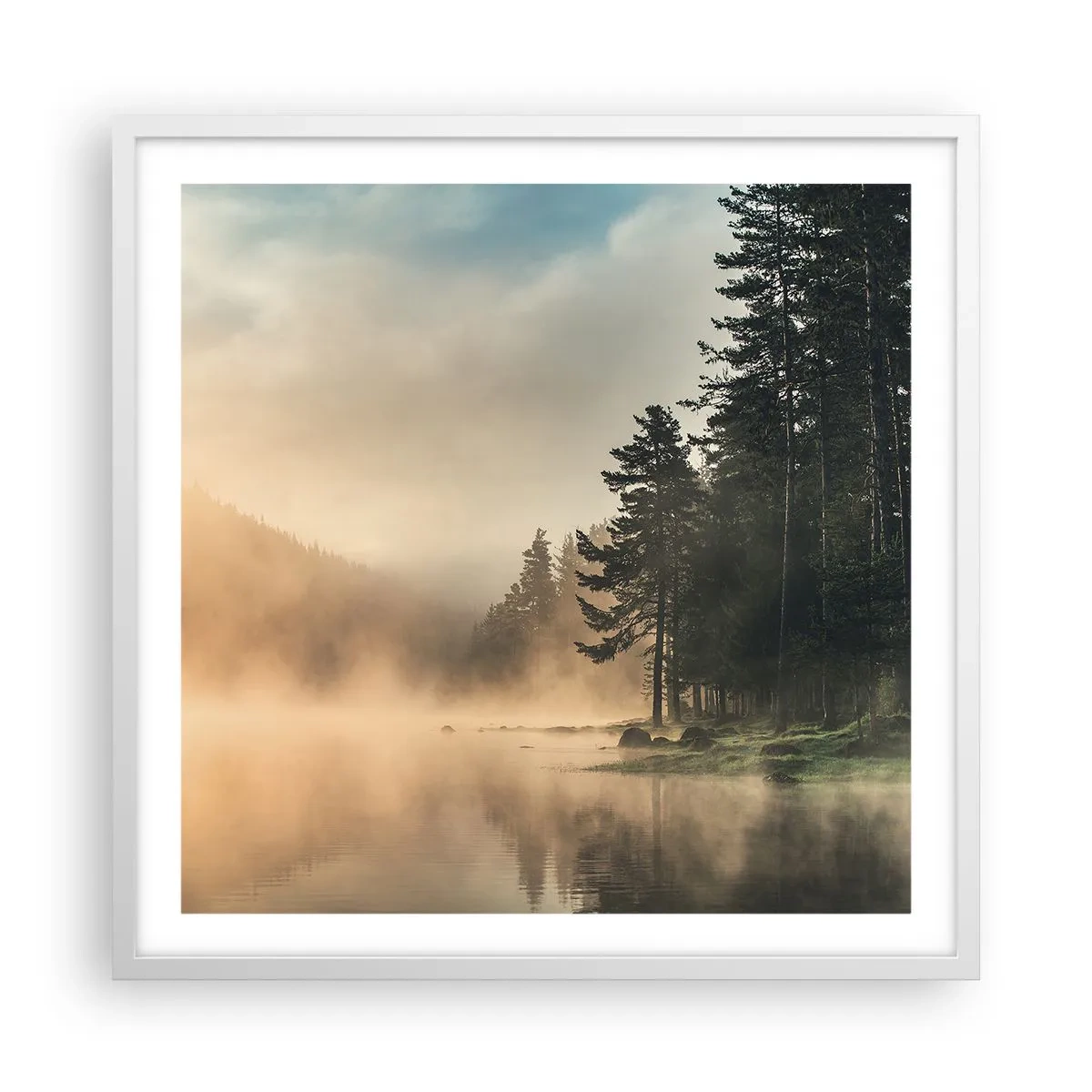 Poster în ramă albă - Nașterea unei zile - 60x60 cm