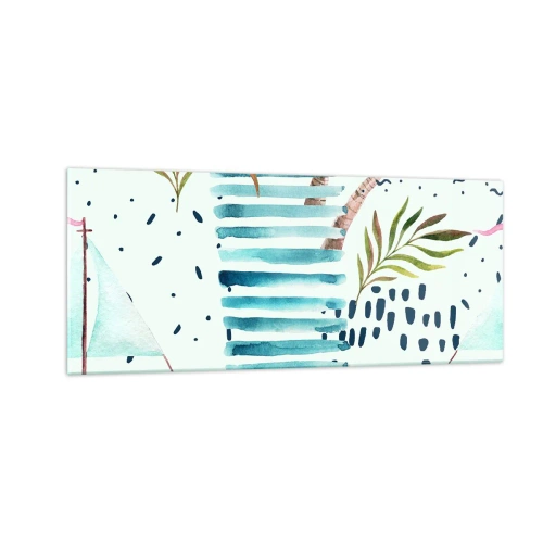 Tablou pe sticlă - Vacanță sub palmieri - 100x40 cm