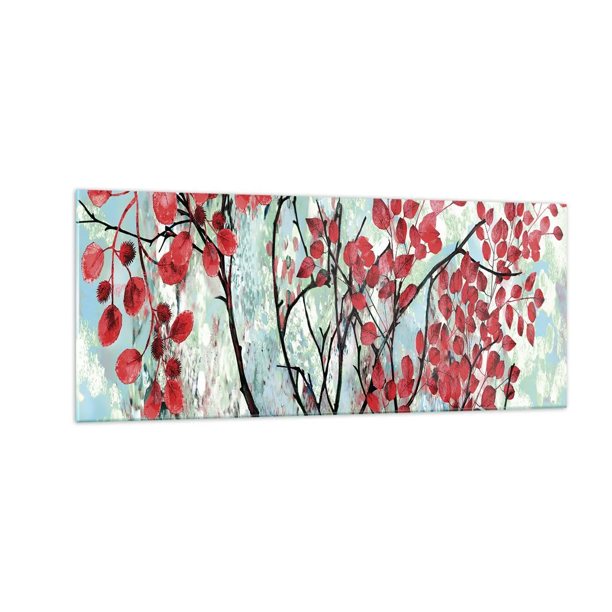 Tablou pe sticlă - Arbore în stacojiu - 100x40 cm