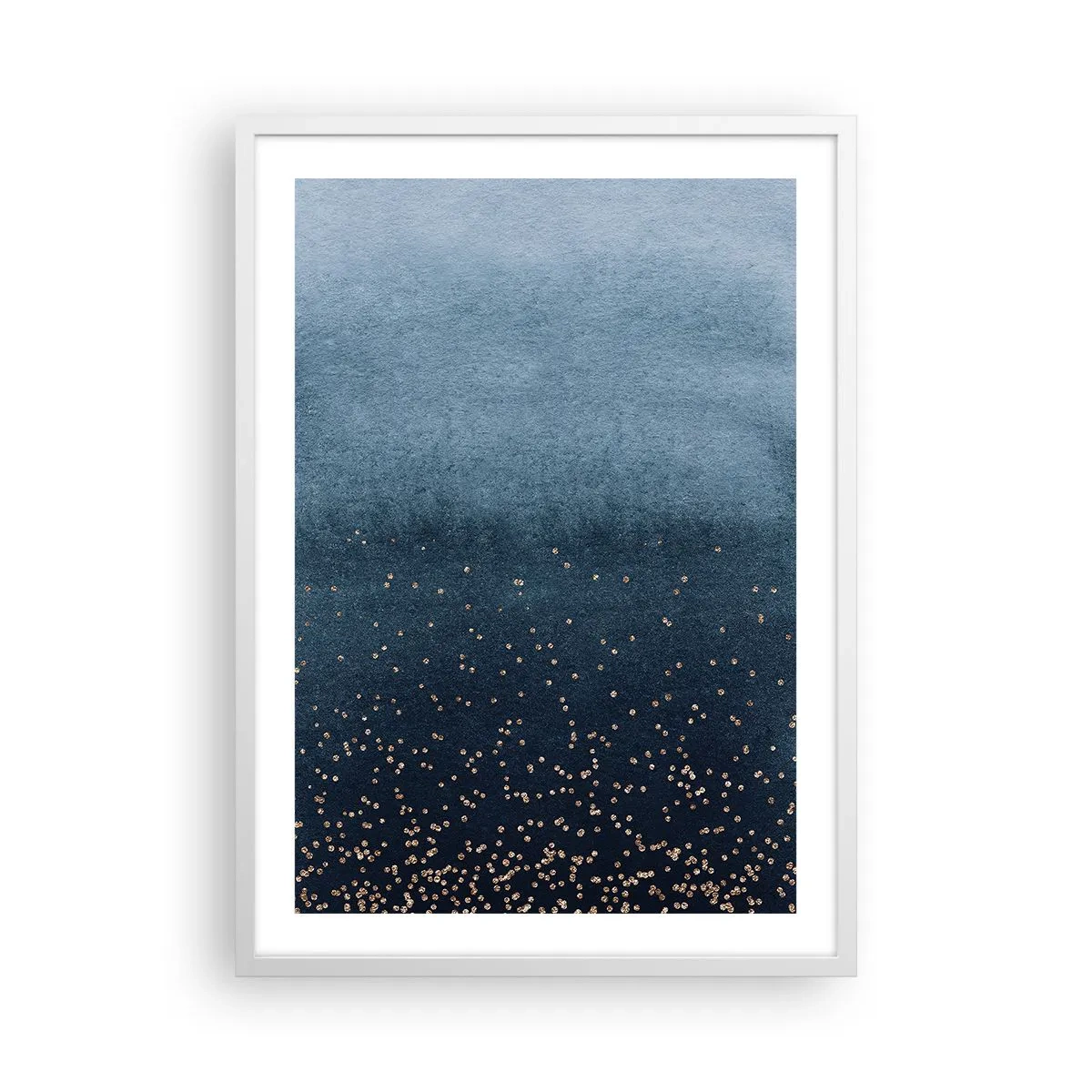 Poster în ramă albă - Compoziție - faze albastre - 50x70 cm