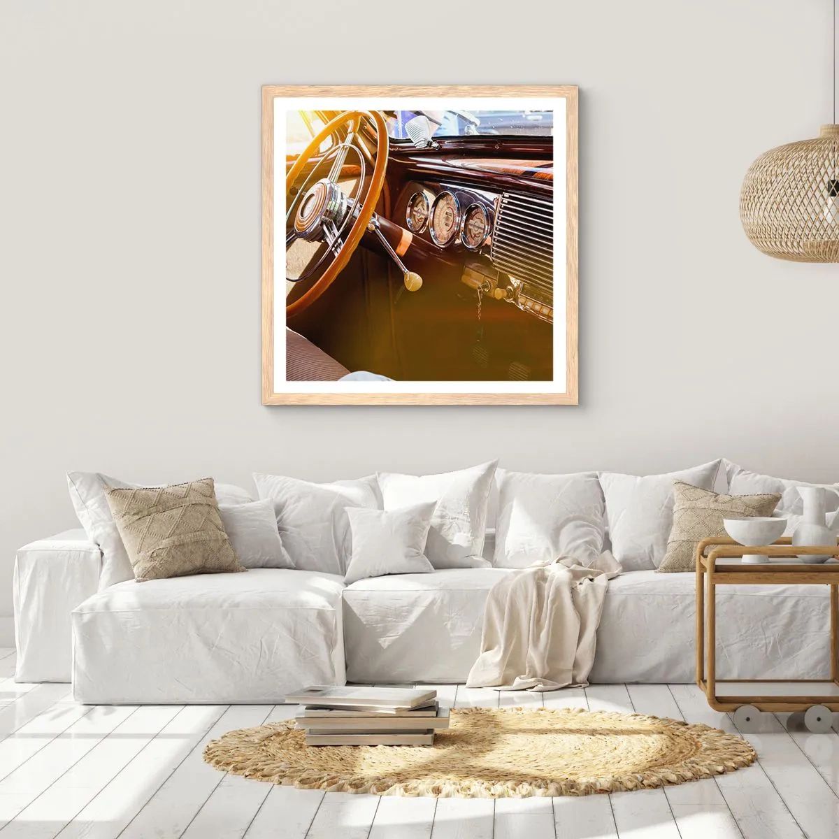 Poster în ramă de stejar deschis - O adiere de lux din trecut - 60x60 cm