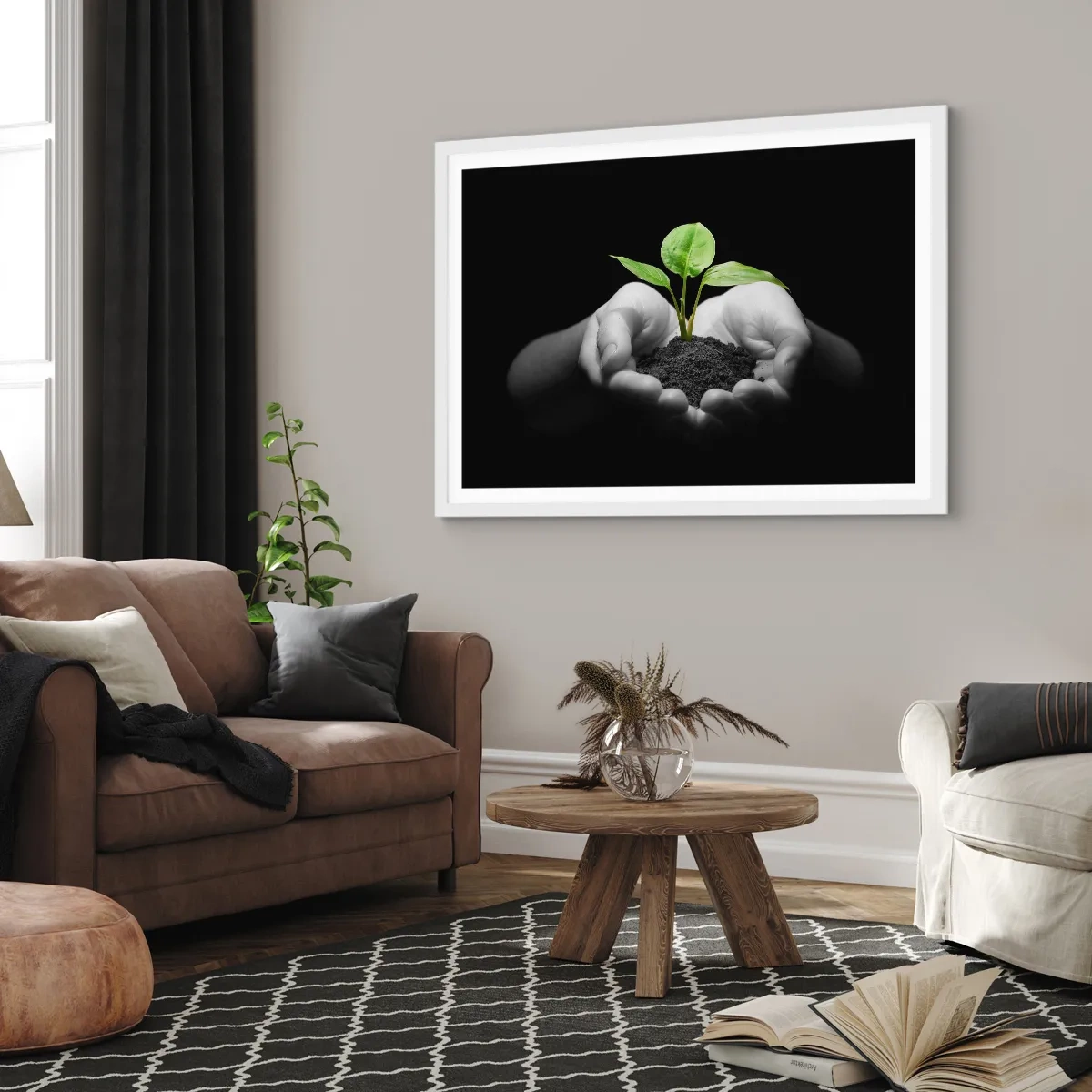 Poster în ramă albă - Iubesc natura, o protejez - 100x70 cm