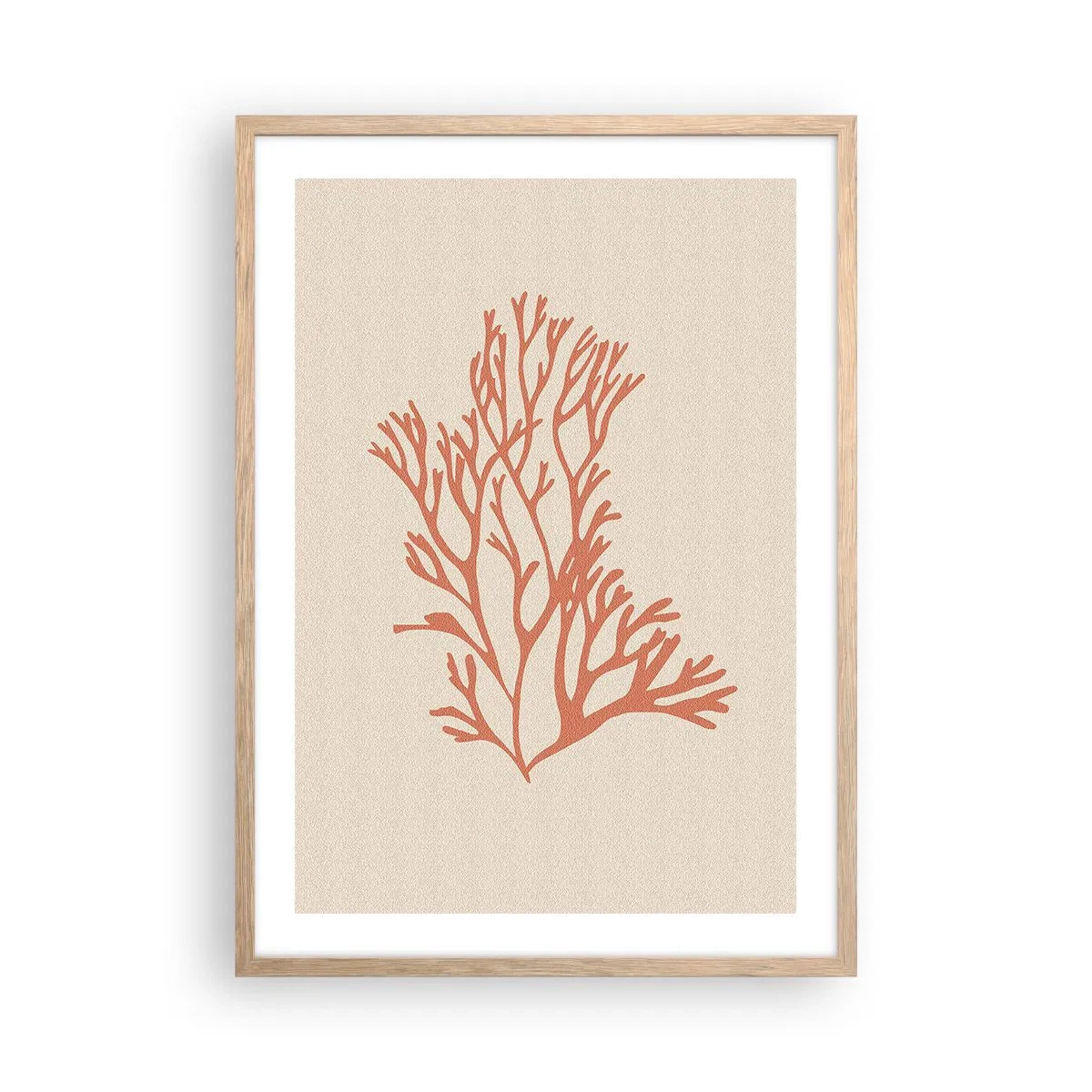 Poster în ramă de stejar deschis - Coral filigranat - 50x70 cm