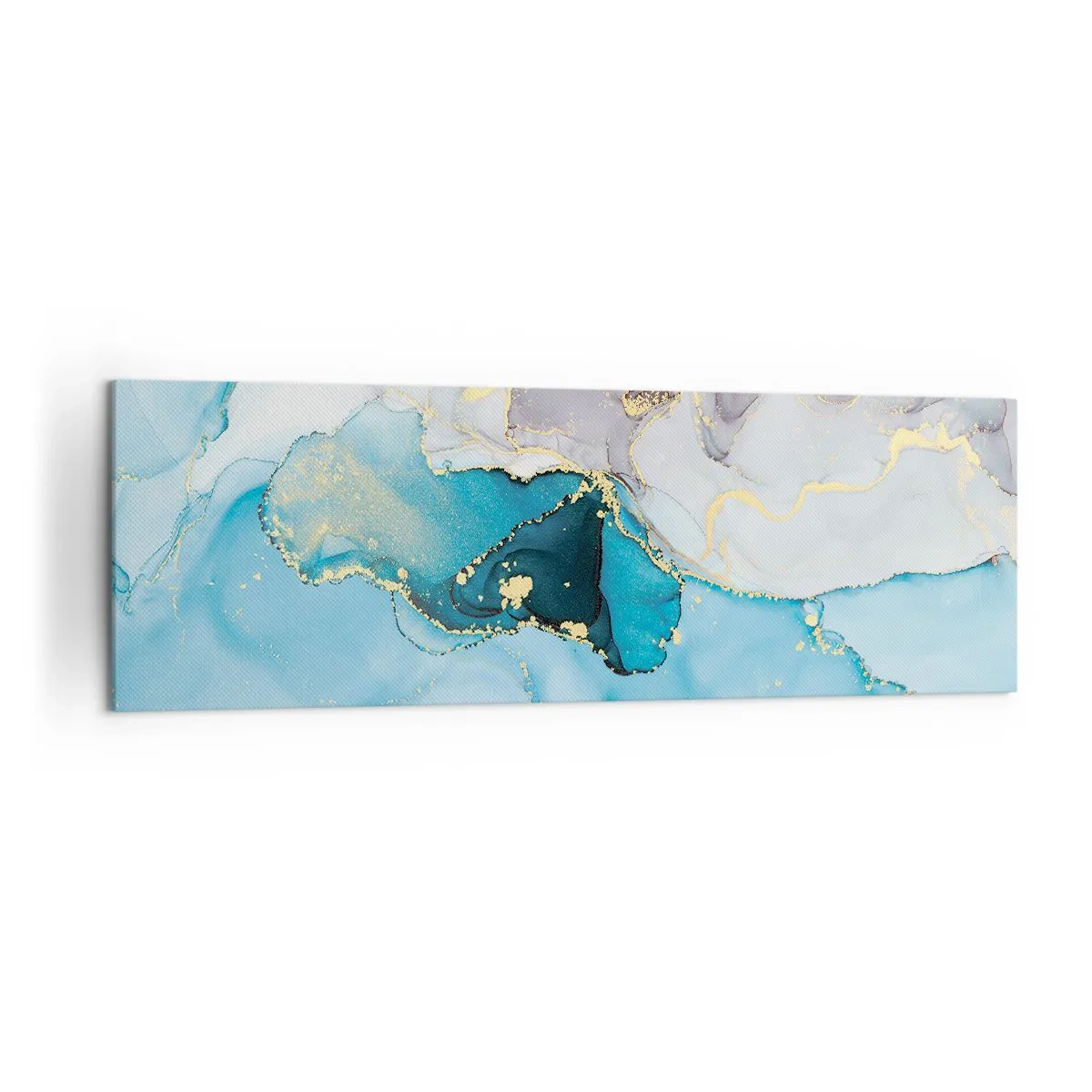 Tablou pe pânză - Un studiu al întâlnirii dintre gri și turcoaz - 160x50 cm