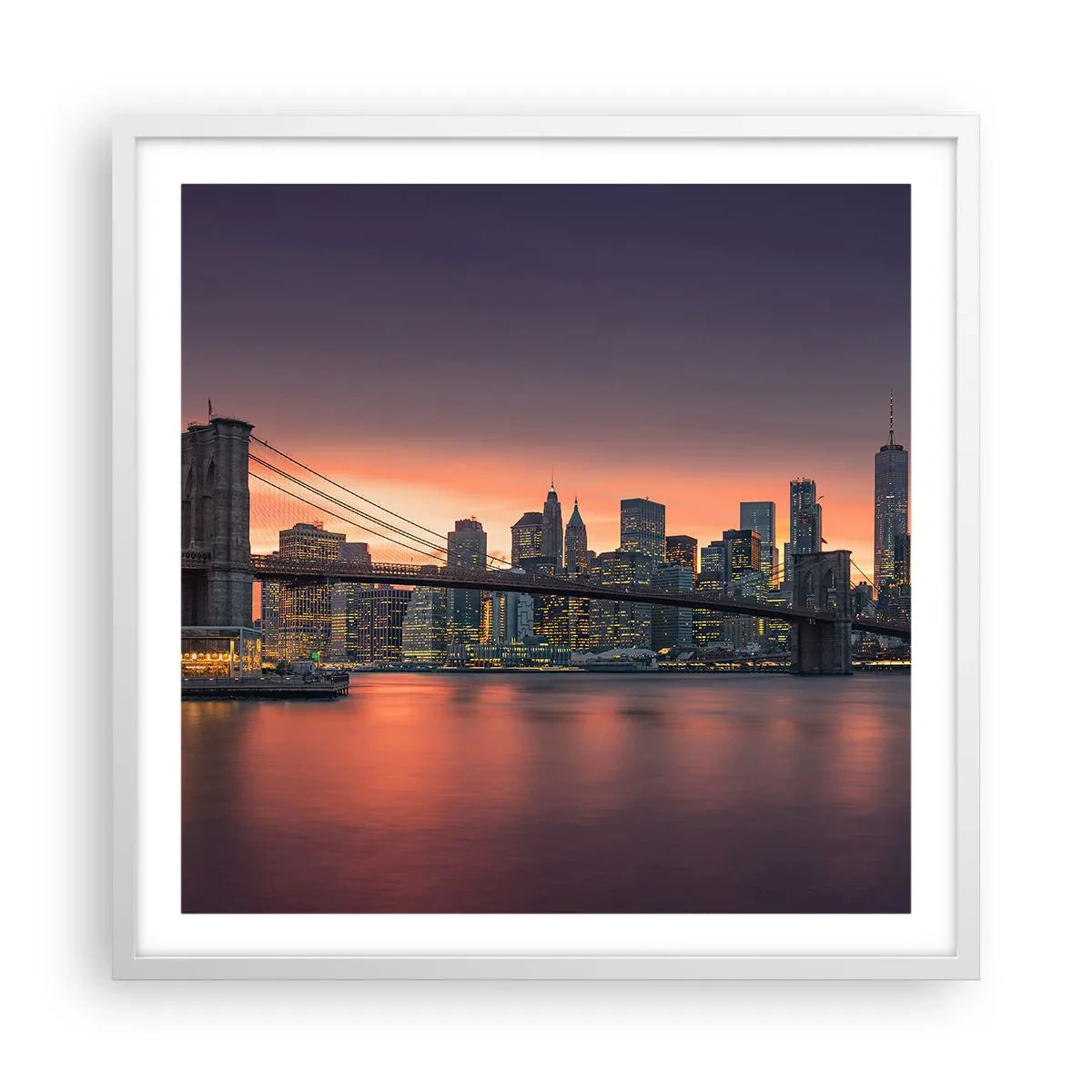 Poster în ramă albă - Scufundate în tăcerea liliachie - 60x60 cm