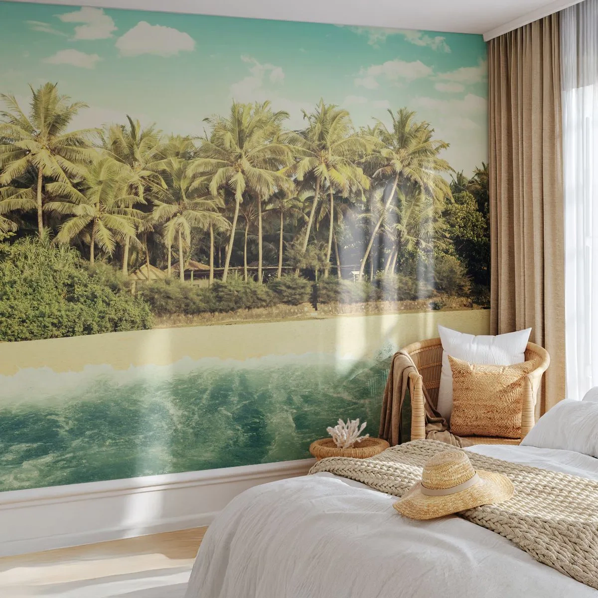 Tapet Premium Sand - Ce zici de aici? - Peisaj, plajă, Palmier de nuca de cocos - 350x256 cm