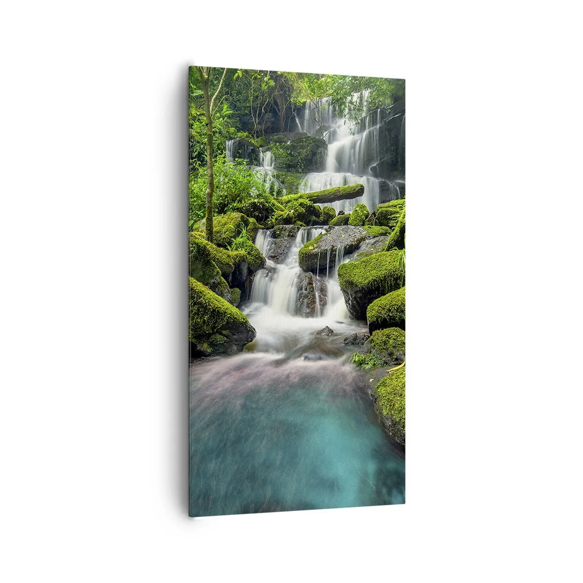 Tablou pe pânză - Turcoaz, safir și argint lichid - 65x120 cm