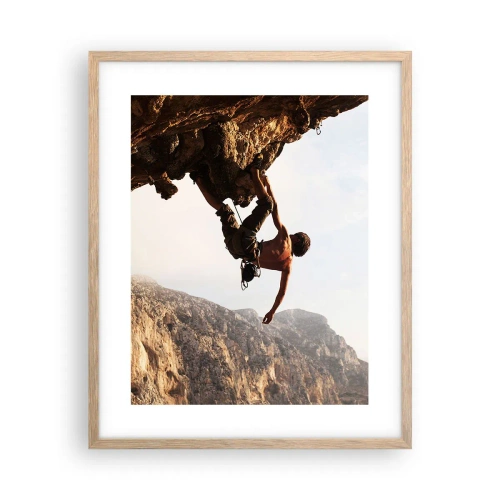 Poster în ramă de stejar deschis - Lumea s-a micșorat într-un pumn pe un afloriment de bolovani - 40x50 cm