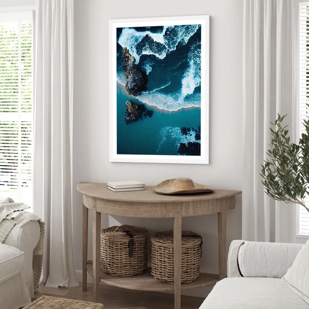 Poster în ramă albă - Înfășurate în valuri - 70x100 cm