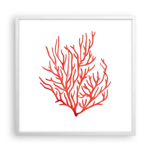 Poster în ramă albă - Coral filigranat - 60x60 cm