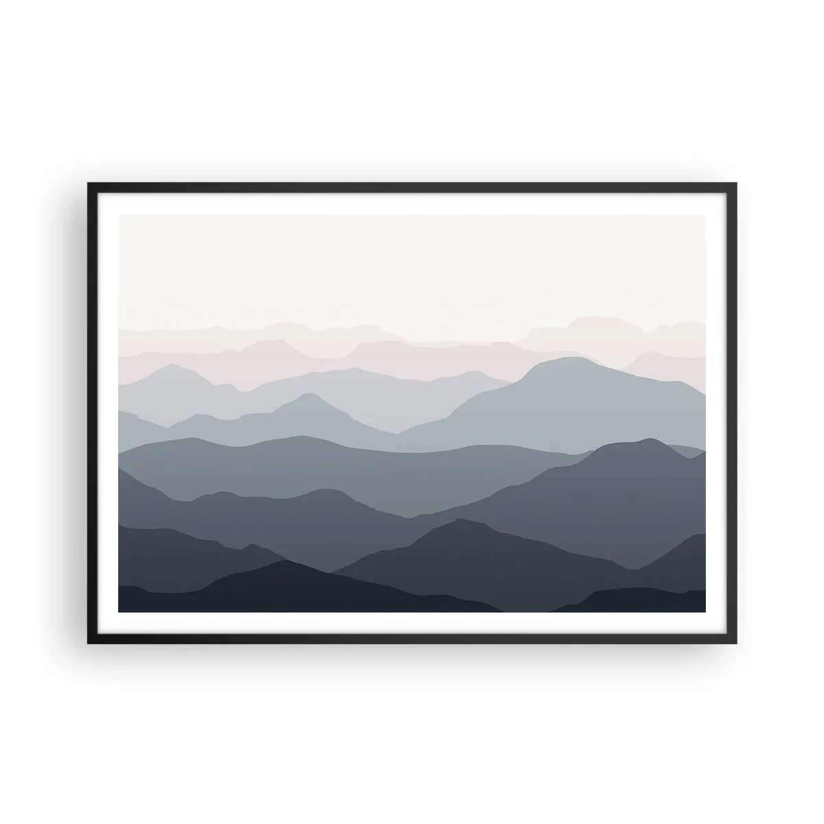 Poster în ramă neagră - Valuri de munți - 100x70 cm