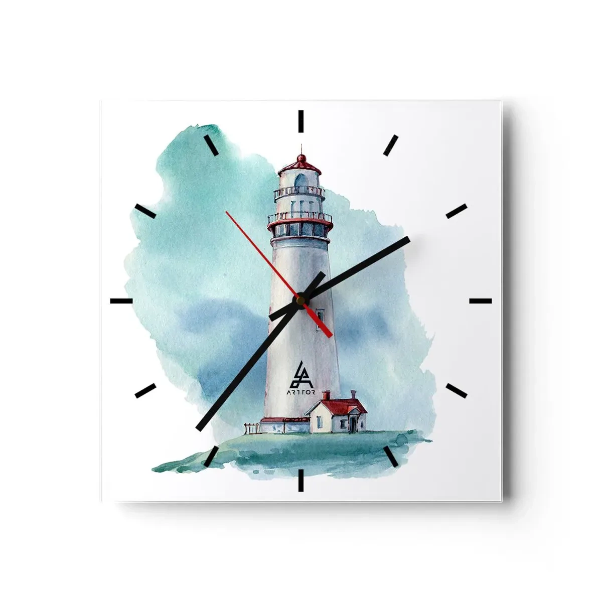 Ceas de perete - Ceas pe sticlă - Sora blândă a albastrului - 30x30 cm