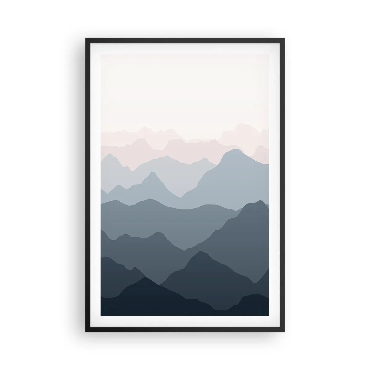 Poster în ramă neagră - Valuri de munți - 61x91 cm