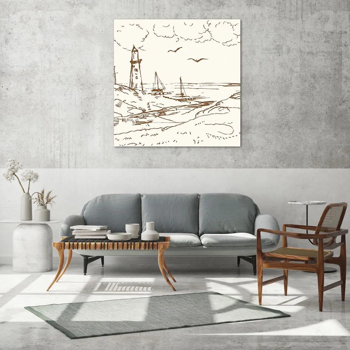 Tablou pe sticlă - Schiță de amintiri de vară - 70x70 cm