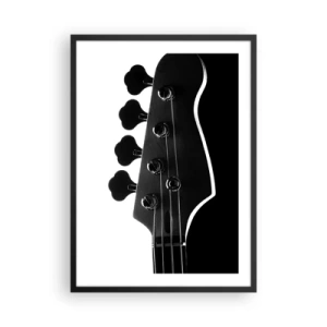 Poster în ramă neagră - O temă muzicală minimalistă alb-negru cu o chitară electrică. - 50x70cm - Tăcere de rock  - Decorațiune modernă pentru perete pentru living și dormitor ARTTOR