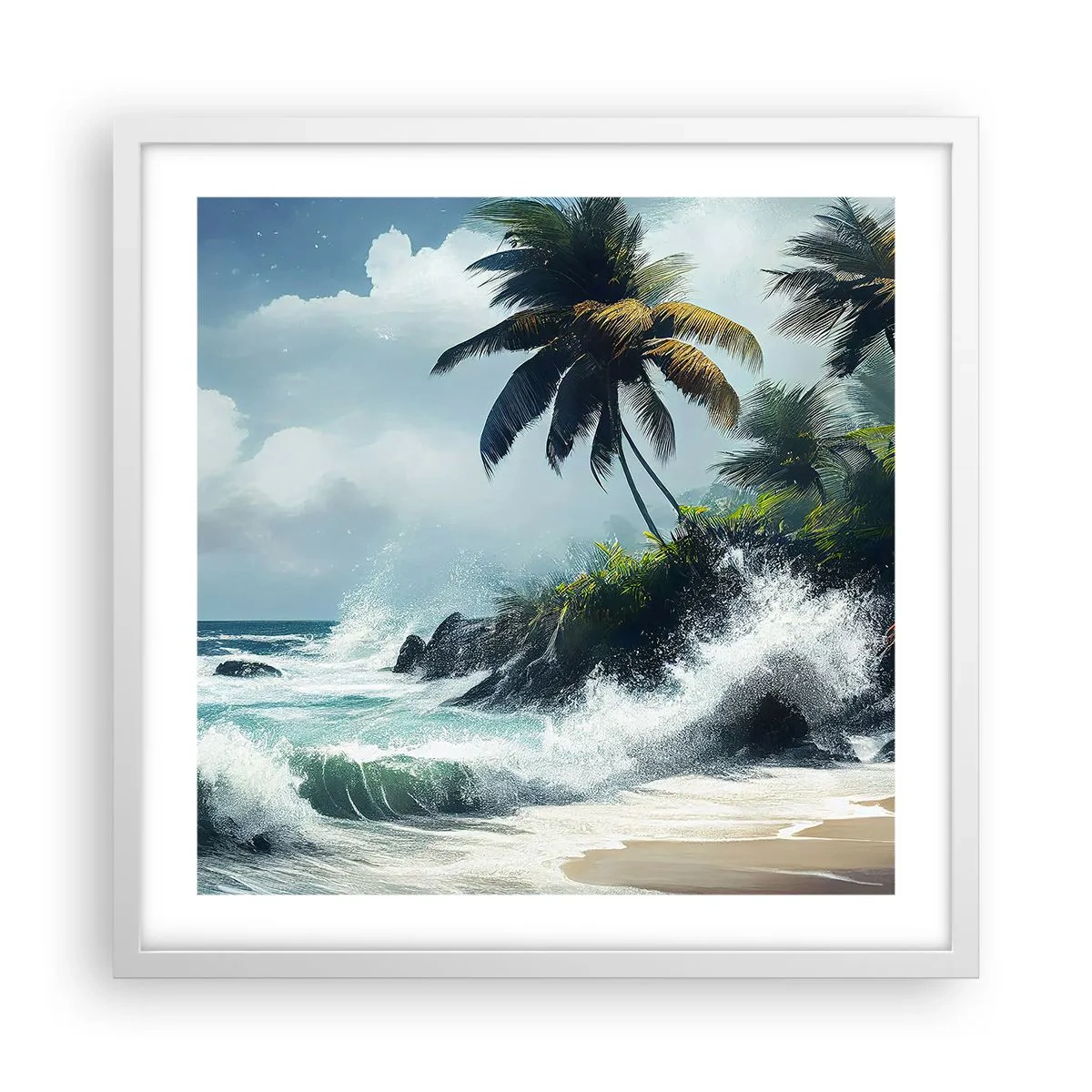 Poster în ramă albă - Pe un țărm tropical - 50x50 cm