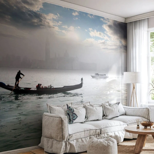 Tapet Premium Sand - Un oraș fabulos de apă și ceață - Peisaj, Oraș, Veneția - 100x70 cm