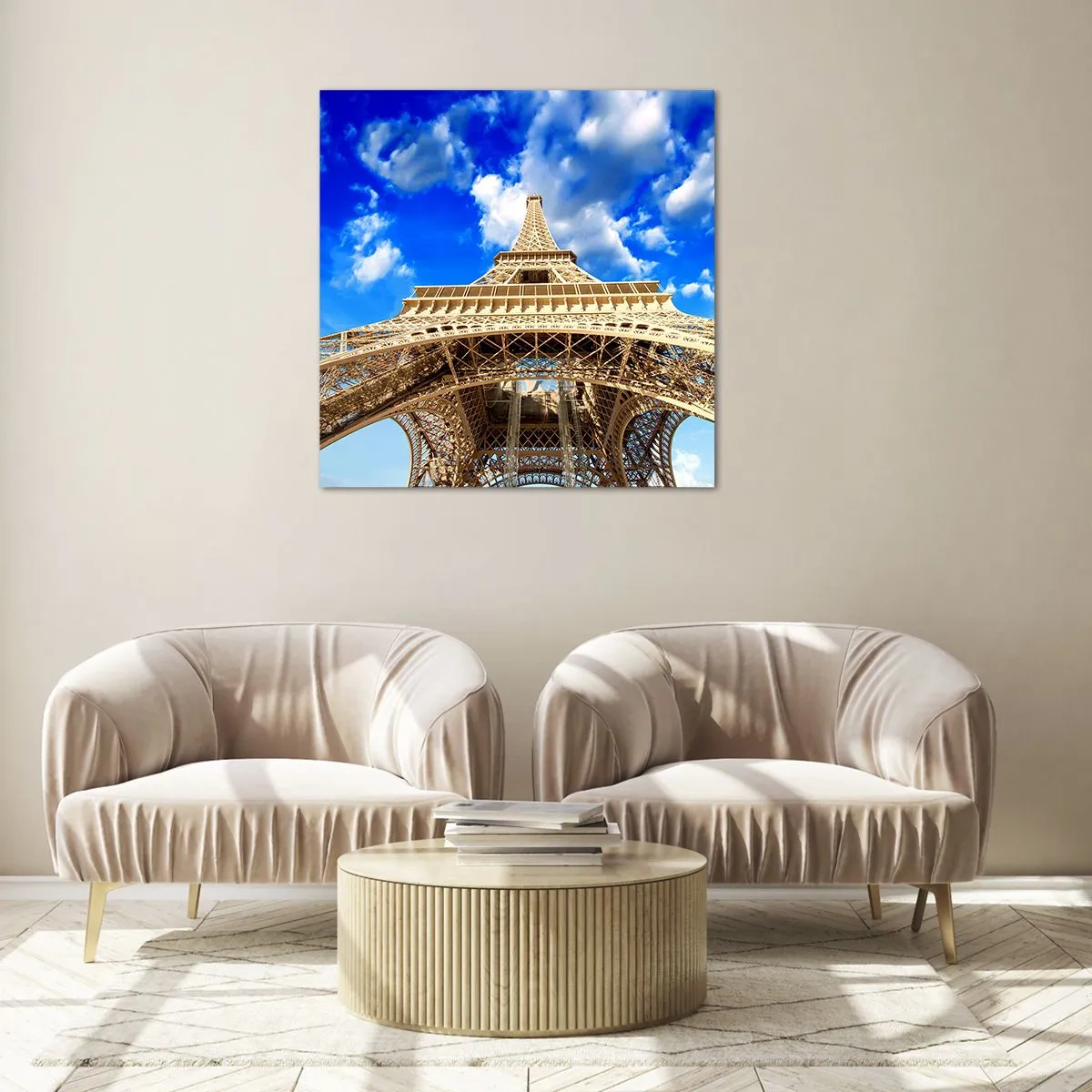 Tablou pe sticlă - Atingând cerul și norii - 50x50 cm