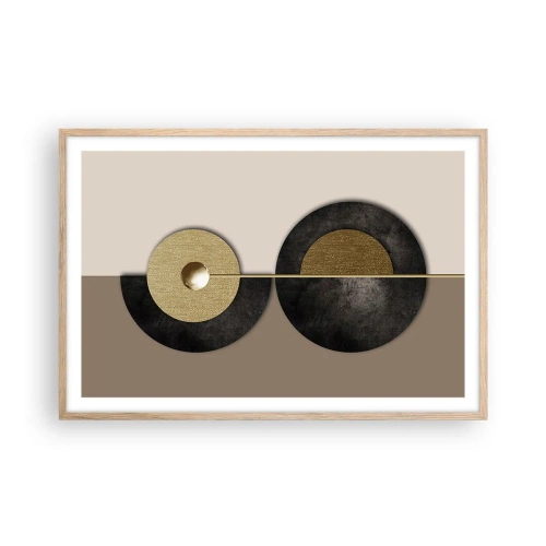 Poster în ramă de stejar deschis - Variații în jurul unui cerc - 91x61 cm