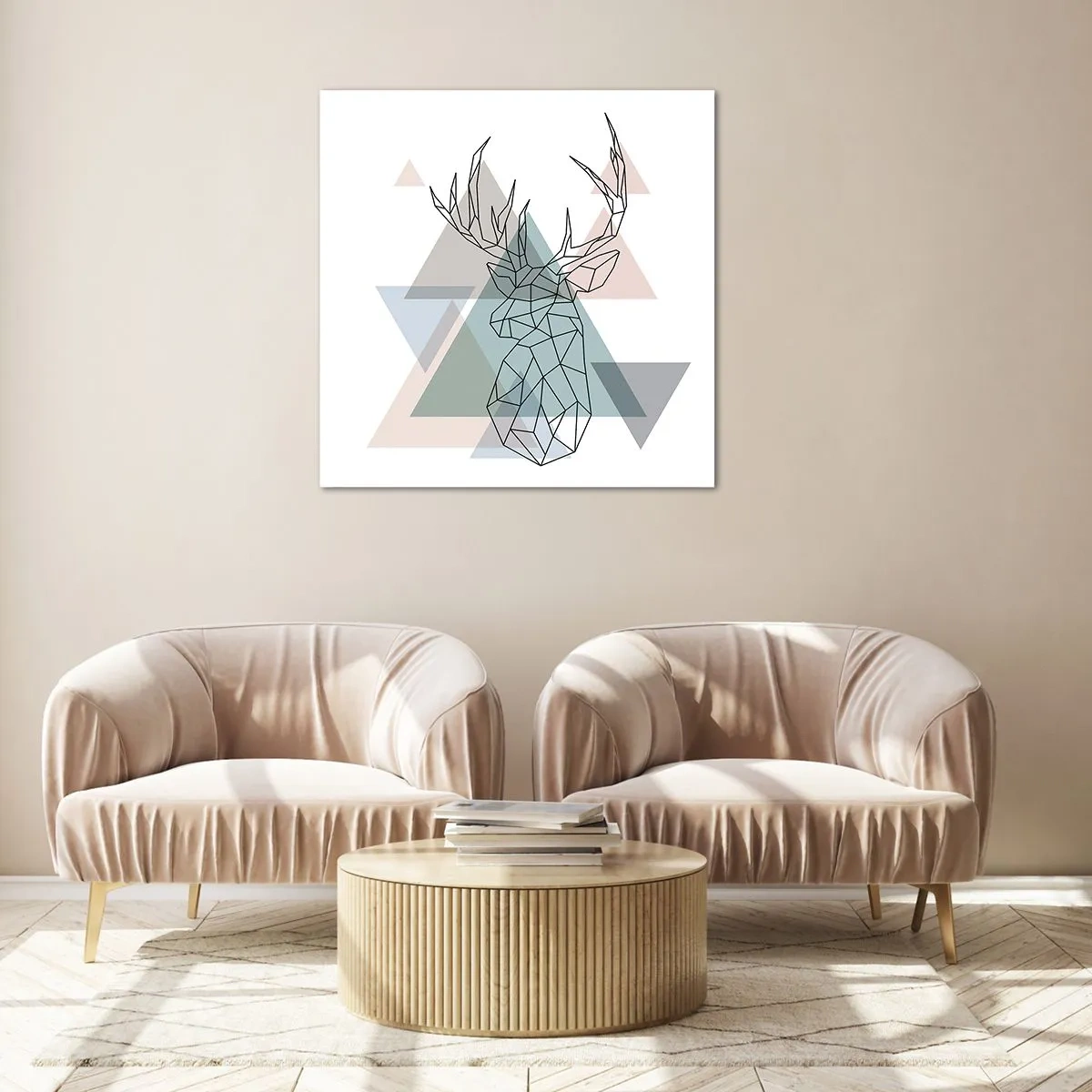 Tablou pe sticlă - Într-o pădure geometrică - 70x70 cm