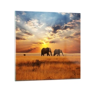 Tablou pe sticlă - Plimbare în familie - 30x30 cm