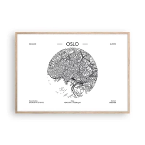 Poster în ramă de stejar deschis - Anatomia Oslo - 100x70 cm