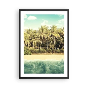 Poster în ramă neagră - Plajă tropicală cu palmieri și ape azurii - 50x70cm - Ce zici de aici? - Decorațiune modernă pentru perete pentru living și dormitor ARTTOR