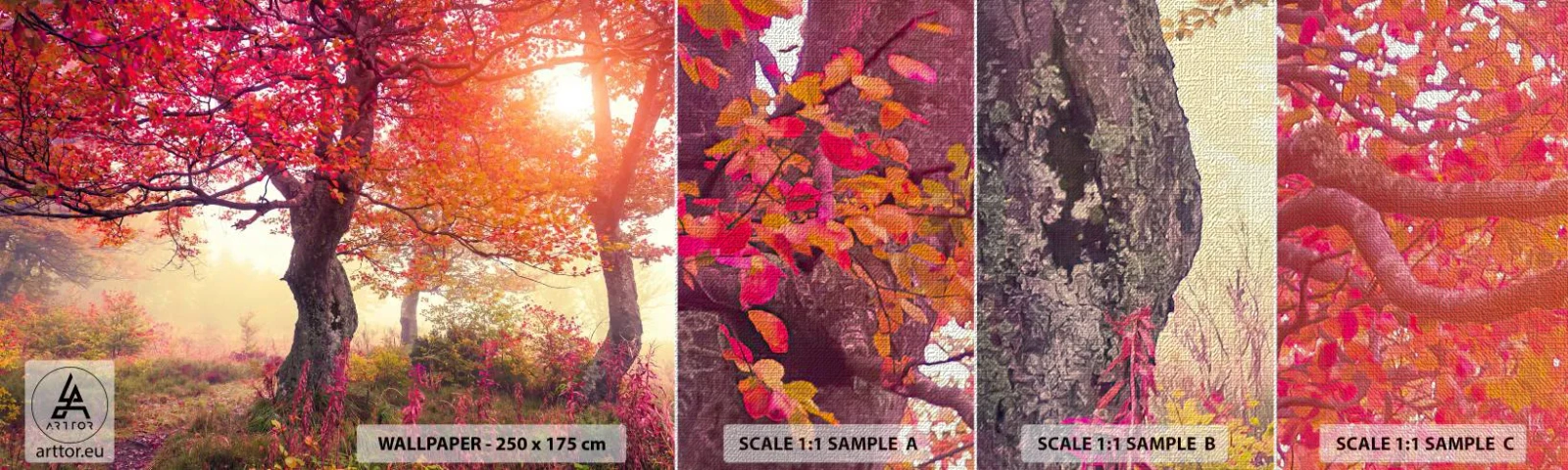 Mostră tapet Premium Canvas - O frenezie de înflorire - Peisaj, Parc, Flori - 100x30 cm