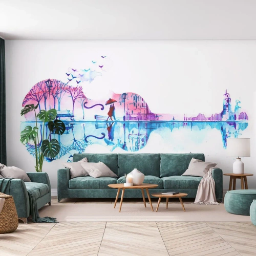 Tapet Autoadeziv Deluxe Sticker - Îți voi aduce cântece de ploaie - Abstracția, Vioară, Arhitectură - 250x175 cm