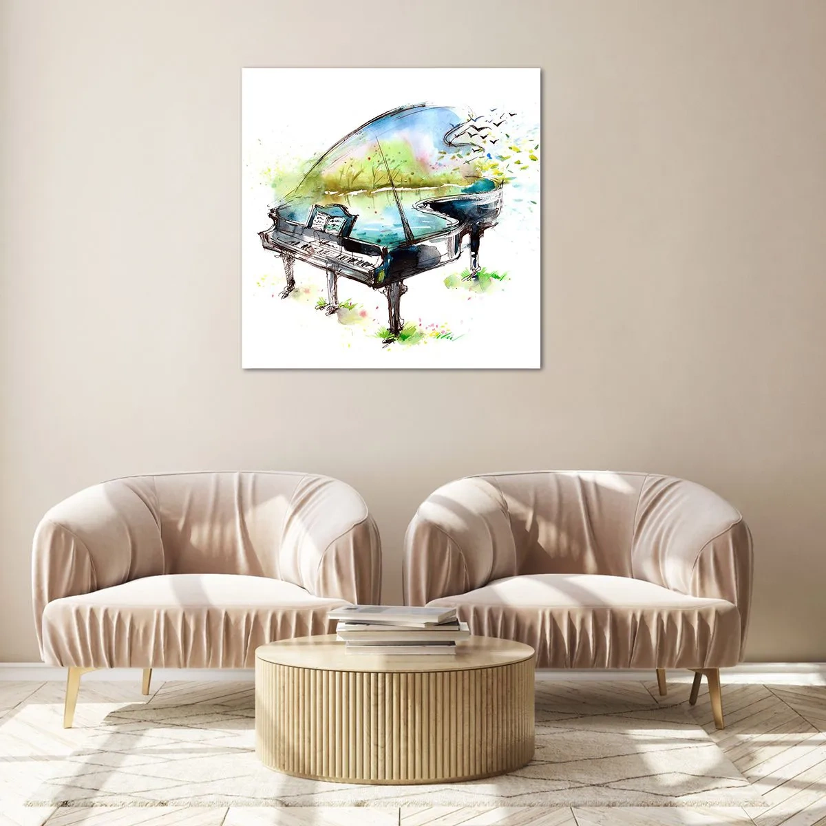 Tablou pe sticlă - Încântat de muzică - 60x60 cm