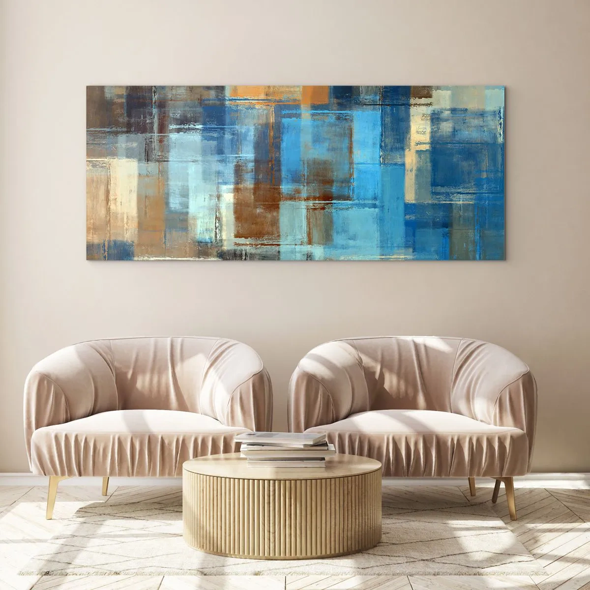 Tablou pe sticlă - Prin valul albastru - 100x40 cm
