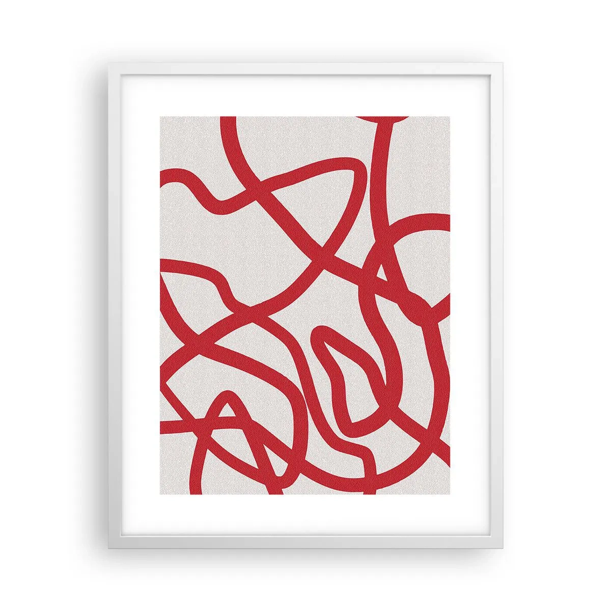 Poster în ramă albă - Roșu pe alb - 40x50 cm