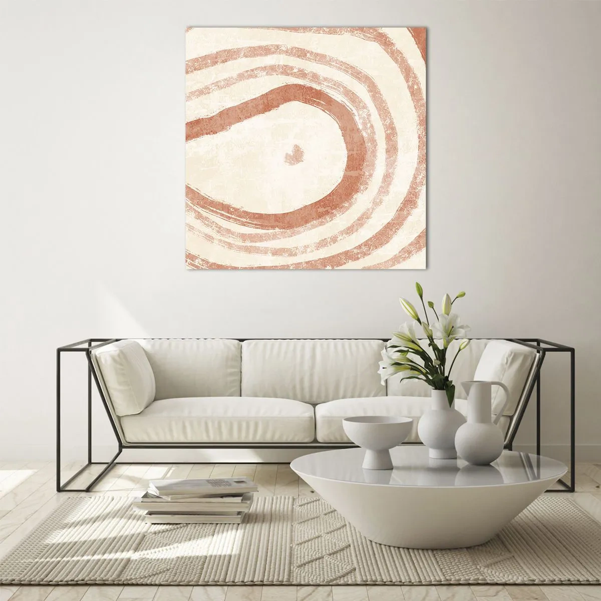Tablou pe sticlă - Cercuri de corali - compoziție - 70x70 cm