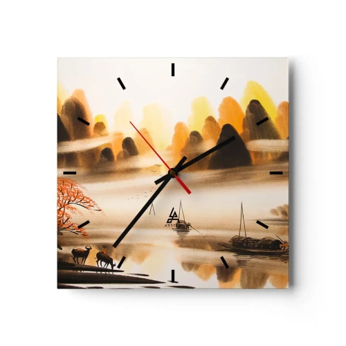 Ceas de perete - Ceas pe sticlă - Mai departe decât Orientul Îndepărtat - 30x30 cm