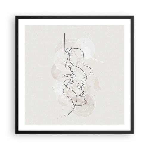 Poster în ramă neagră - Încurcați într-o îmbrățișare - 60x60 cm