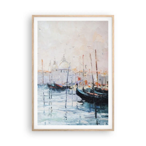 Poster în ramă de stejar deschis - În spatele apei, în spatele ceții - 70x100 cm