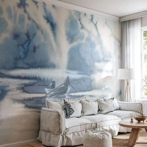 Tapet Standard Eco - Pescarii în paradisul lor - Abstracția, Lac, Pescuit - 350x256 cm