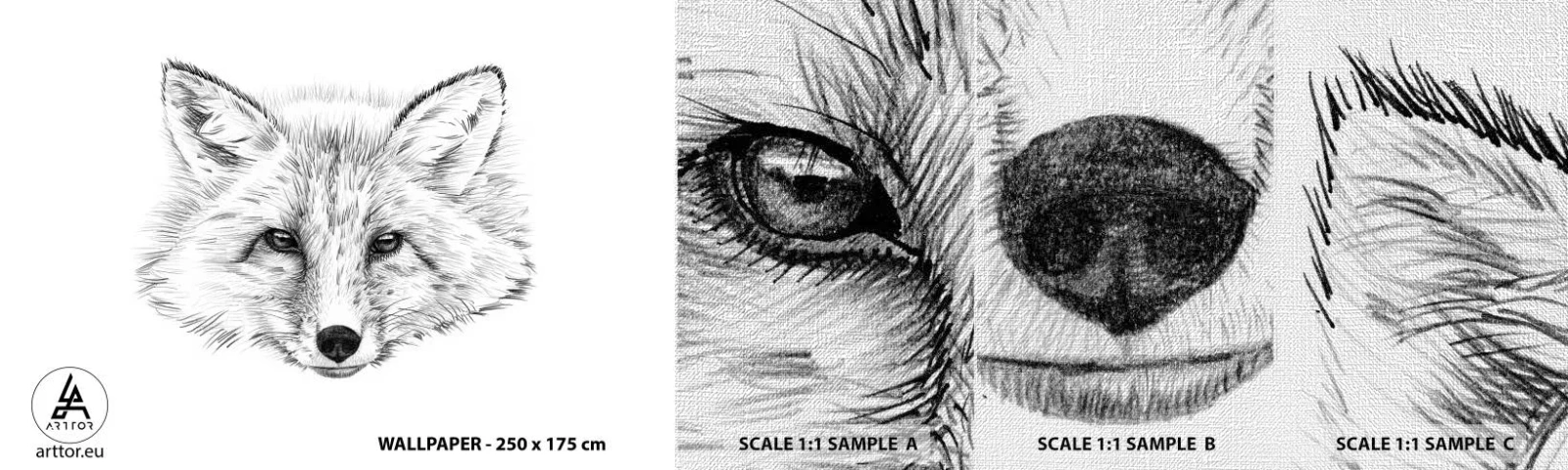 Mostră tapet Premium Canvas - Oare acești ochi pot minți? - Animale, Vulpe, Grafică - 100x30 cm