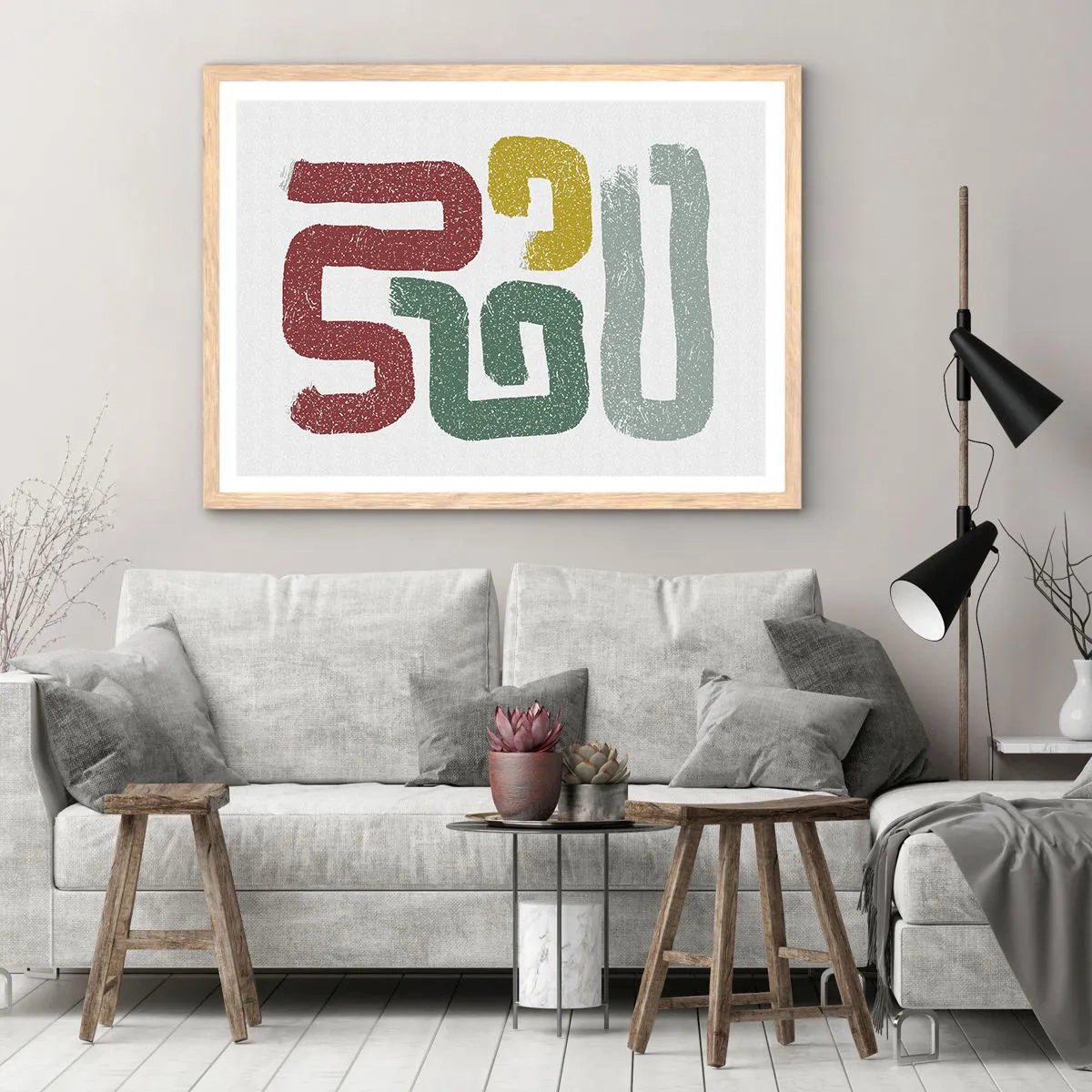 Poster în ramă de stejar deschis - Într-o limbă necunoscută - 100x70 cm