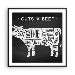 Poster în ramă neagră - Abecedar de măcelar - 60x60 cm
